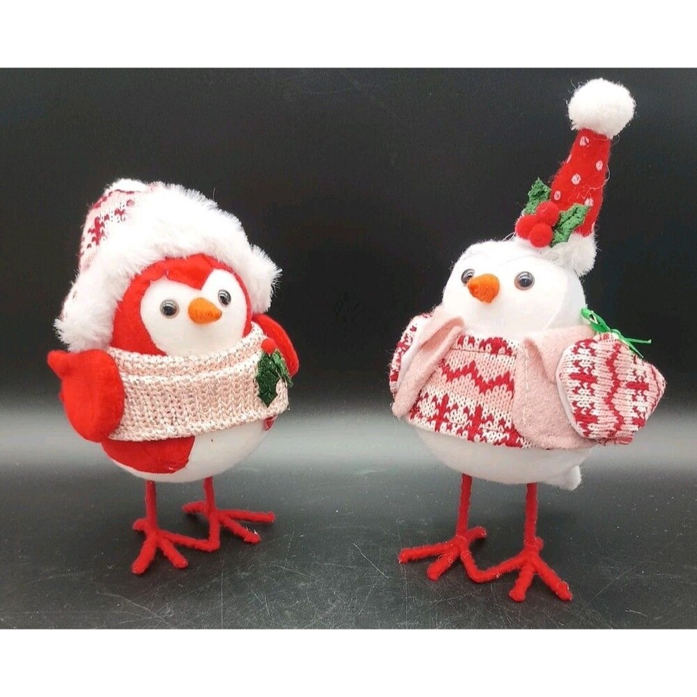 2 Target Spritz Christmas Sweater Birds Holly Red White Hat Present